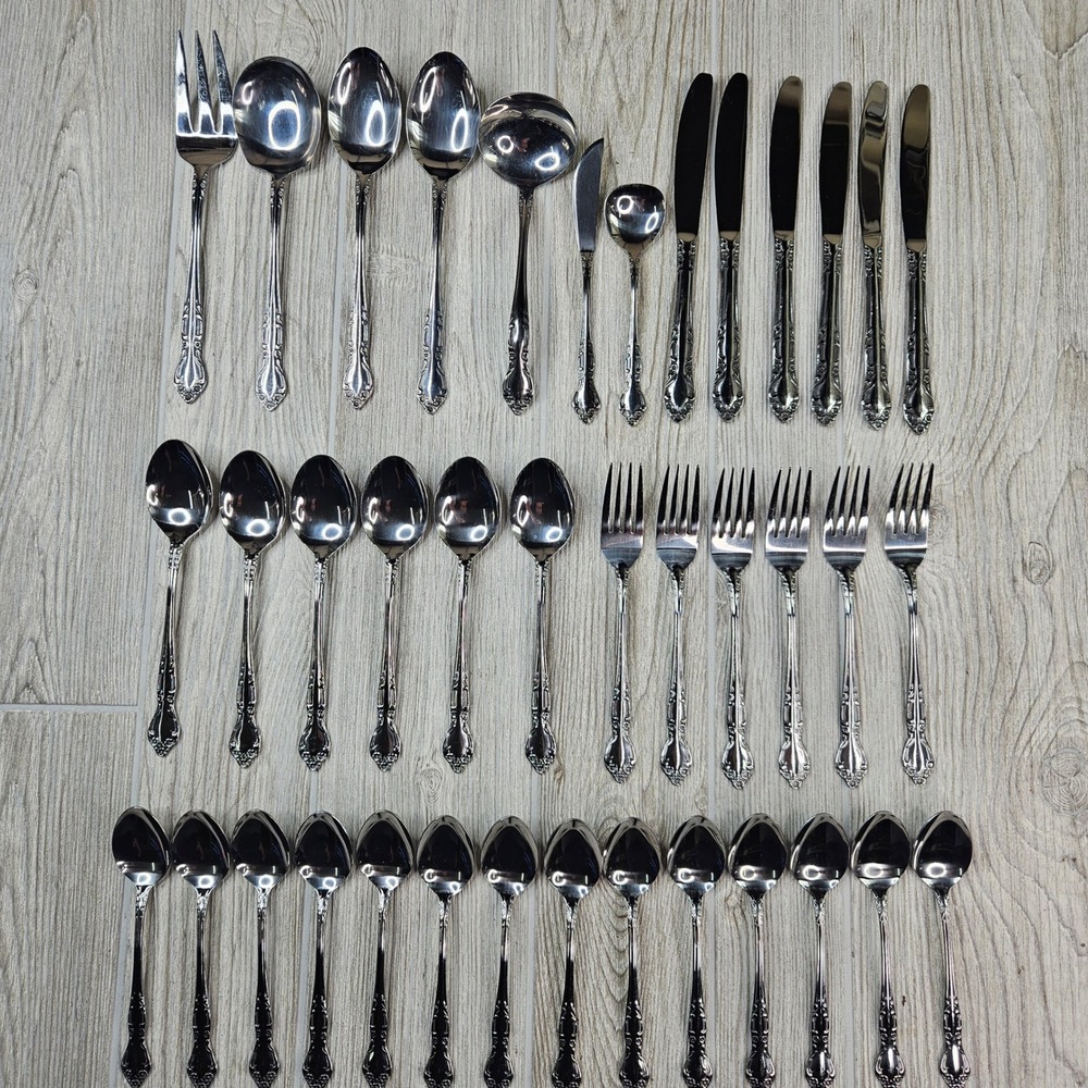 Supreme by Towle Stainless Steel Flatware Set 39 Pcs Floral Rose Japan TWS142